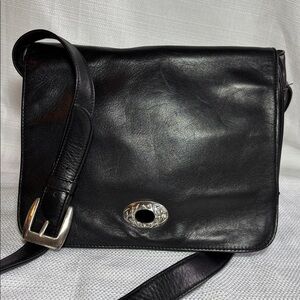 Fossil Classic Black Soft Smooth Leather Flap Shoulder Bag “READ DETAILS”